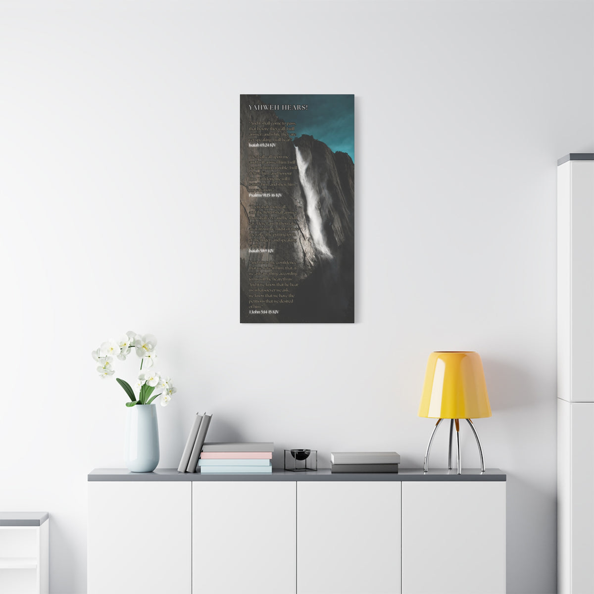 Canvas Wall Art — Waterfall Scripture Verse Matte Stretched Canvas