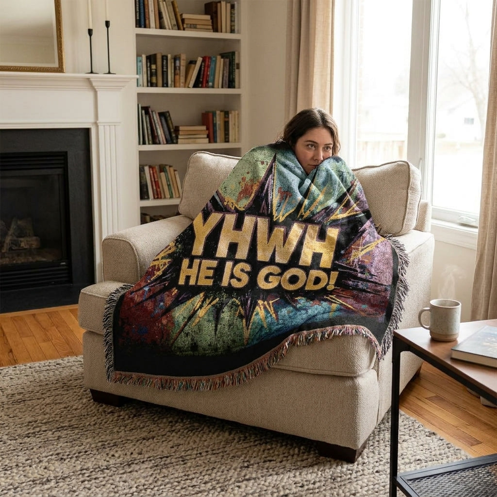 YHWH He Is God Christian Faith Woven Blanket