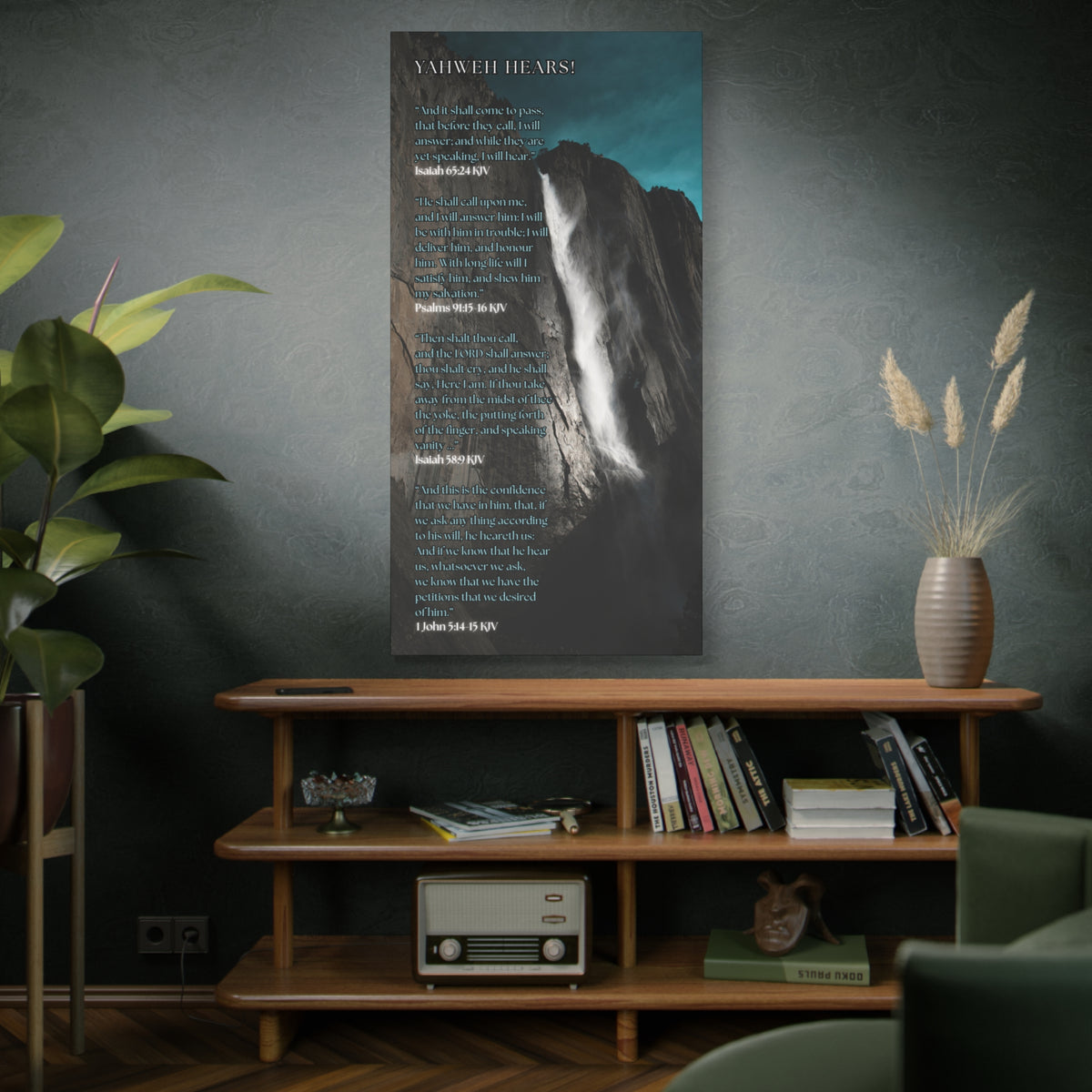 Canvas Wall Art — Waterfall Scripture Verse Matte Stretched Canvas
