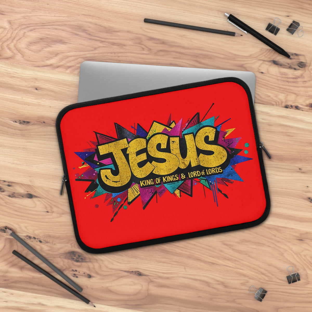 JESUS KING OF KINGS & LORD OF LORDS! Urban Graffiti Laptop & Tablet Sleeve RED