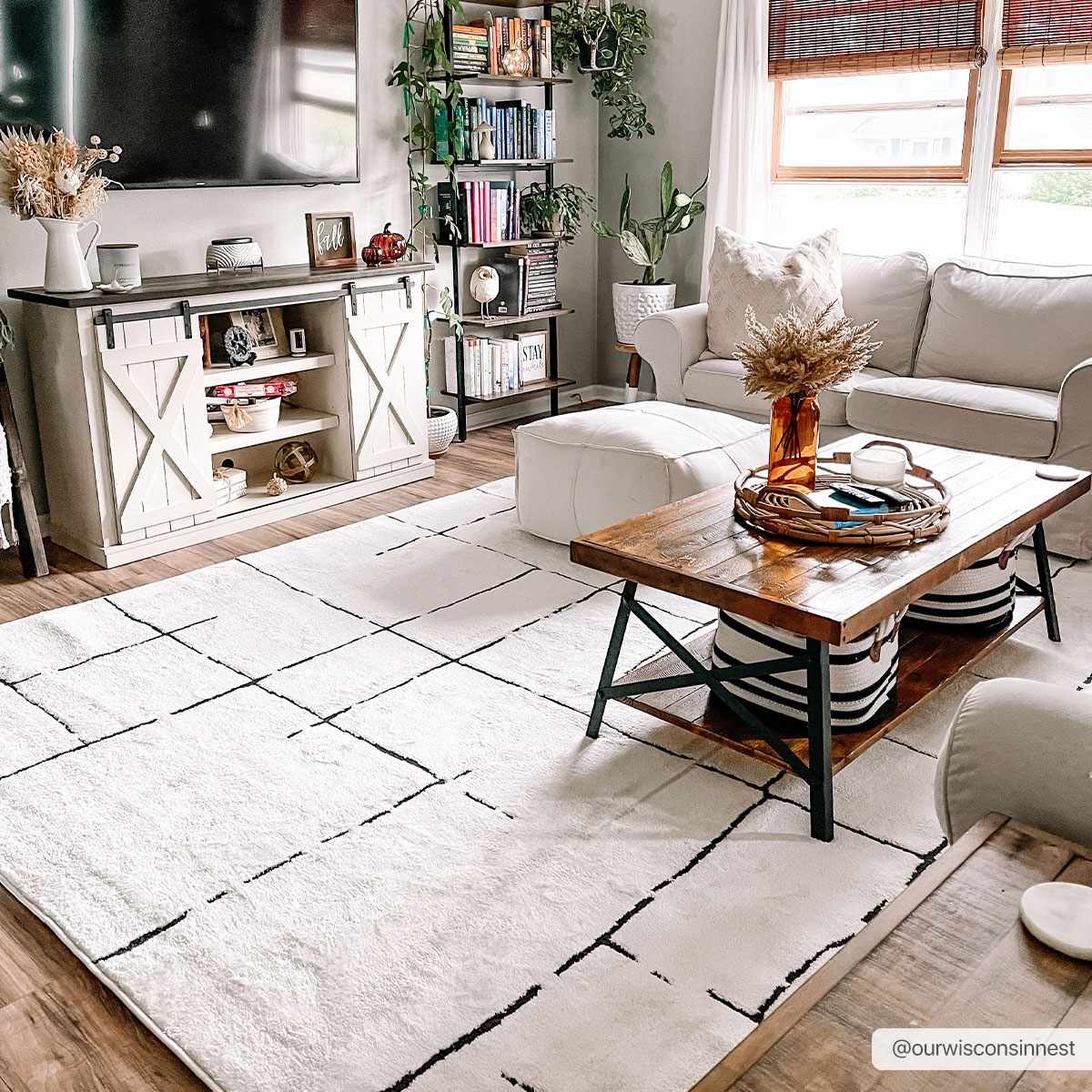 Koume Beige Maze Area Rug