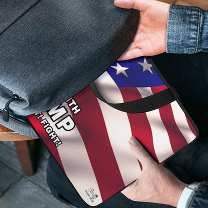 STAND WITH TRUMP FIGHT! FIGHT! FIGHT! AMERICAN FLAG NEOPRENE LAPTOP BAG (Multiple Sizes) ***FREE SHIPPING! ***