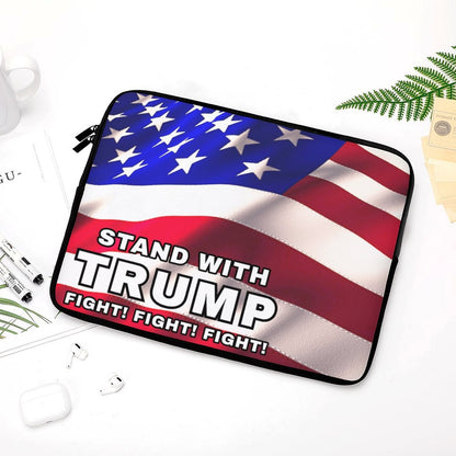 STAND WITH TRUMP FIGHT! FIGHT! FIGHT! AMERICAN FLAG NEOPRENE LAPTOP SLEEVE (Multiple Sizes) *** FREE SHIPPING! ***