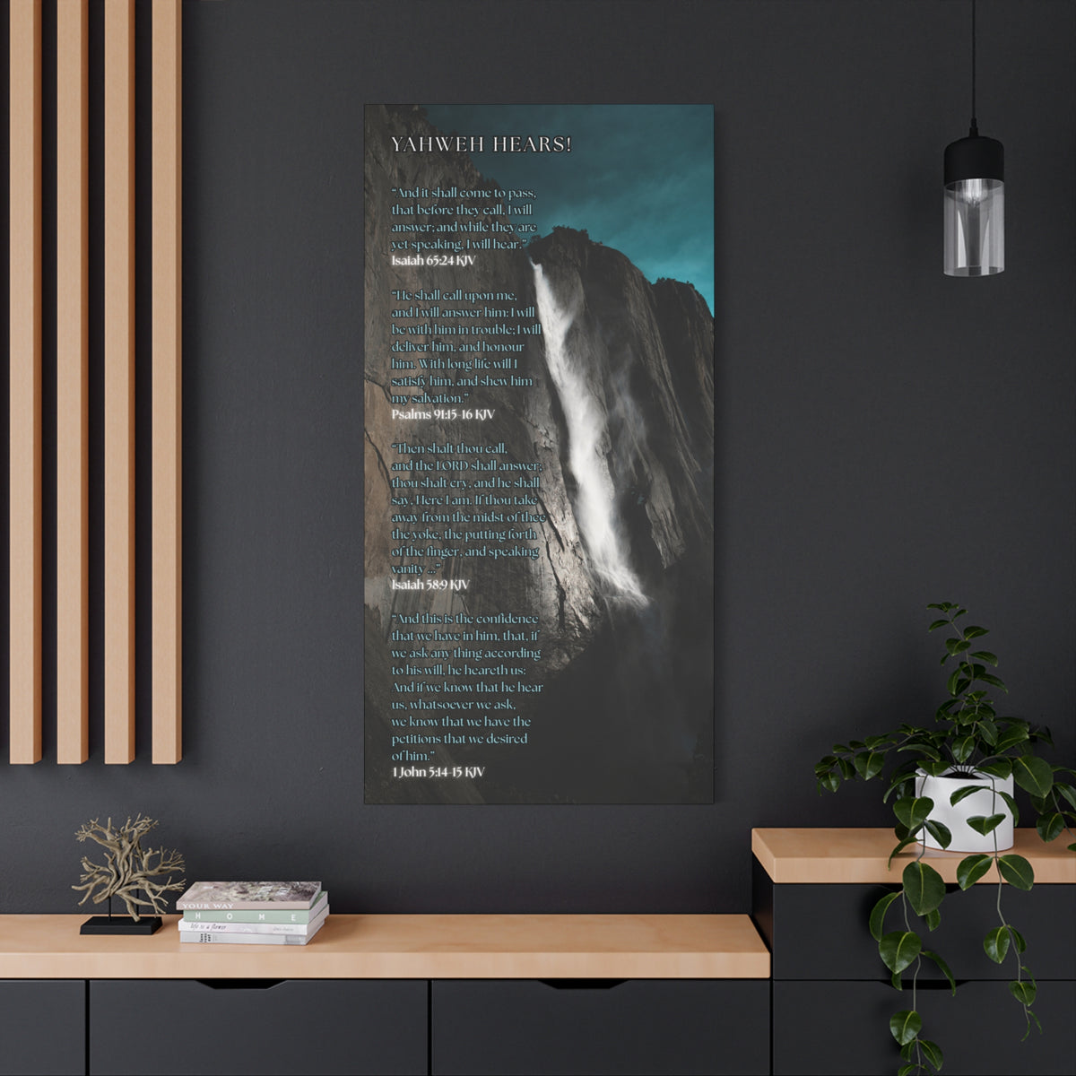Canvas Wall Art — Waterfall Scripture Verse Matte Stretched Canvas