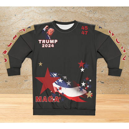 TRUMP 2024 UNISEX SWEATSHIRT - 'NOTHING WILL SLOW ME DOWN I WILL NEVER SURRENDER', "AND LOOK WHAT HAPPENED, IS IT CRAZY?!"FIGHT! FIGHT! FIGHT!