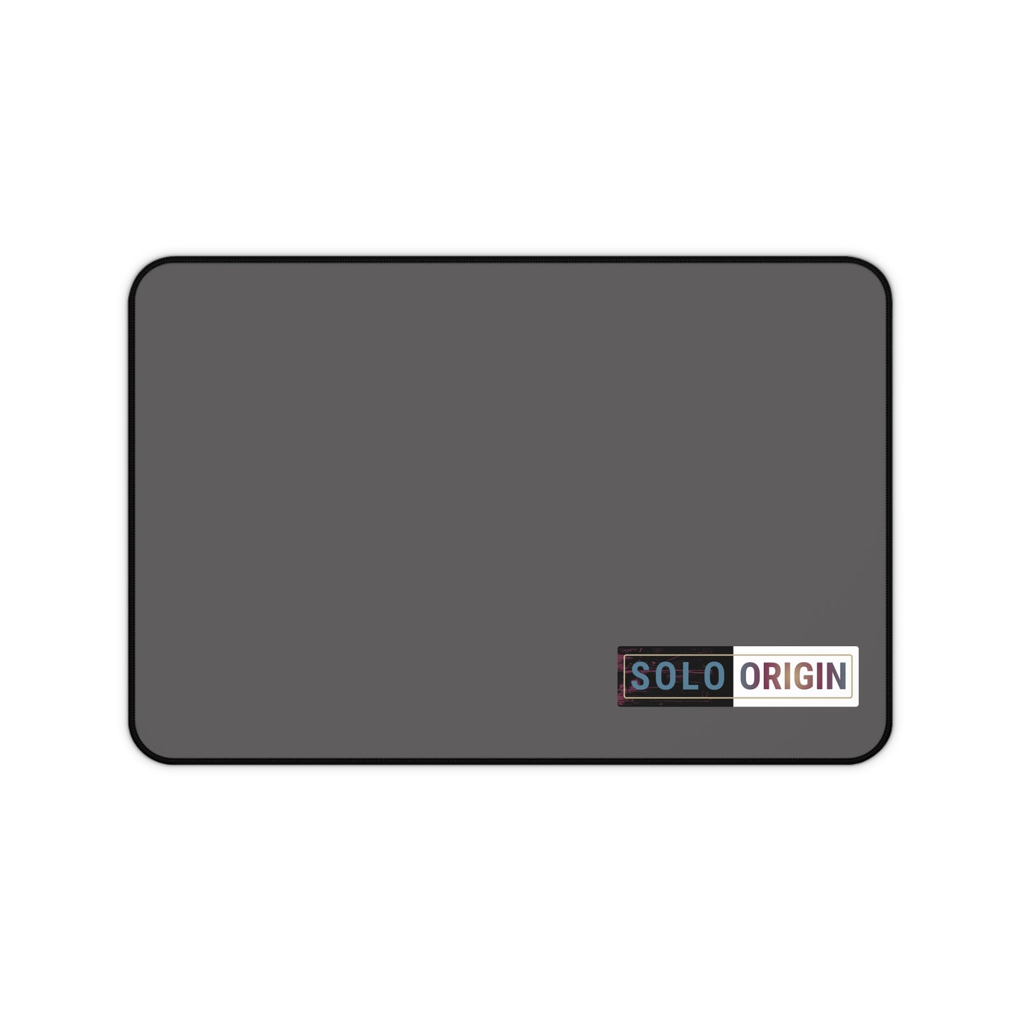 Desk Mat - Minimal Grey Mouse Pad with "SOLO ORIGIN" Logo