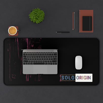 Desk Mat - Minimal Black Mouse Pad with "SOLO ORIGIN" Logo