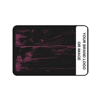 Desk Mat - Minimal Black Mouse Pad with "YOUR BRAND LOGO" with personalized background