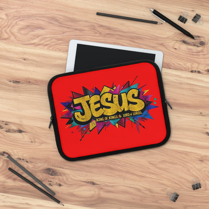 JESUS KING OF KINGS & LORD OF LORDS! Urban Graffiti Laptop & Tablet Sleeve RED