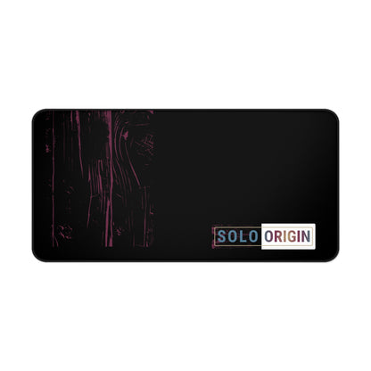 Desk Mat - Minimal Black Mouse Pad with "SOLO ORIGIN" Logo