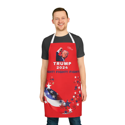 APRON - STAND WITH TRUMP FIGHT! FIGHT! FIGHT! PRE-ELECTION 2024 RED APRON WITH WHITE OR BLACK STRAPS