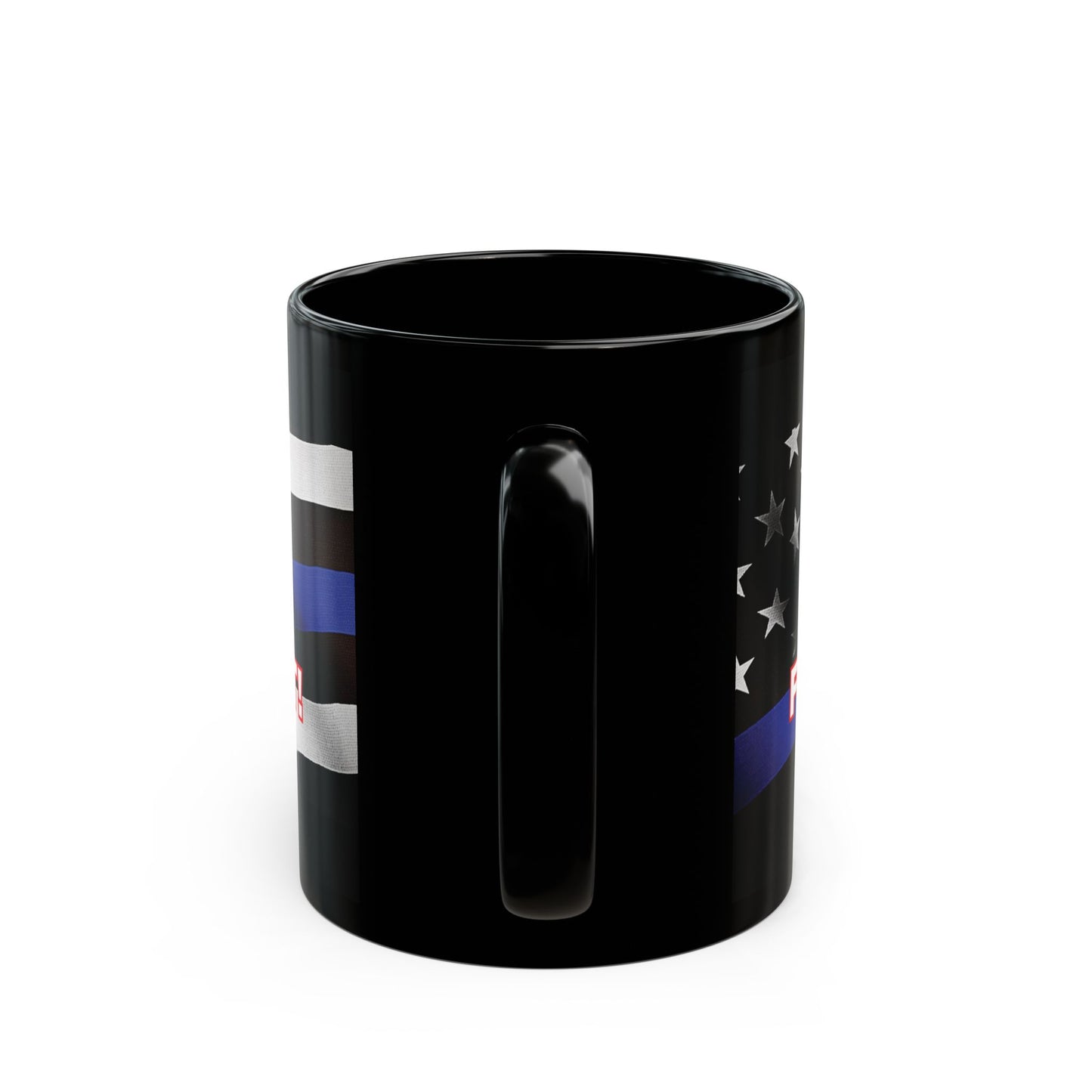 TRUMP LAW ENFORCEMENT FLAG BACKGROUND FIGHT! FIGHT! FIGHT! BLACK CERAMIC MUGS 2 SIZES - FREE SHIPPING