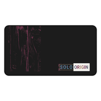 Desk Mat - Minimal Black Mouse Pad with "SOLO ORIGIN" Logo