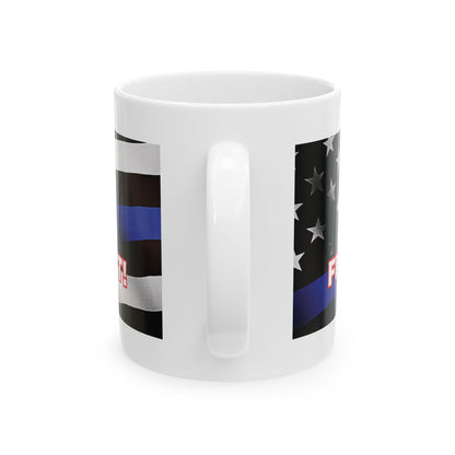 TRUMP LAW ENFORCEMENT FLAG BACKGROUND FIGHT! FIGHT! FIGHT! WHITE CERAMIC MUGS 2 SIZES - FREE SHIPPING