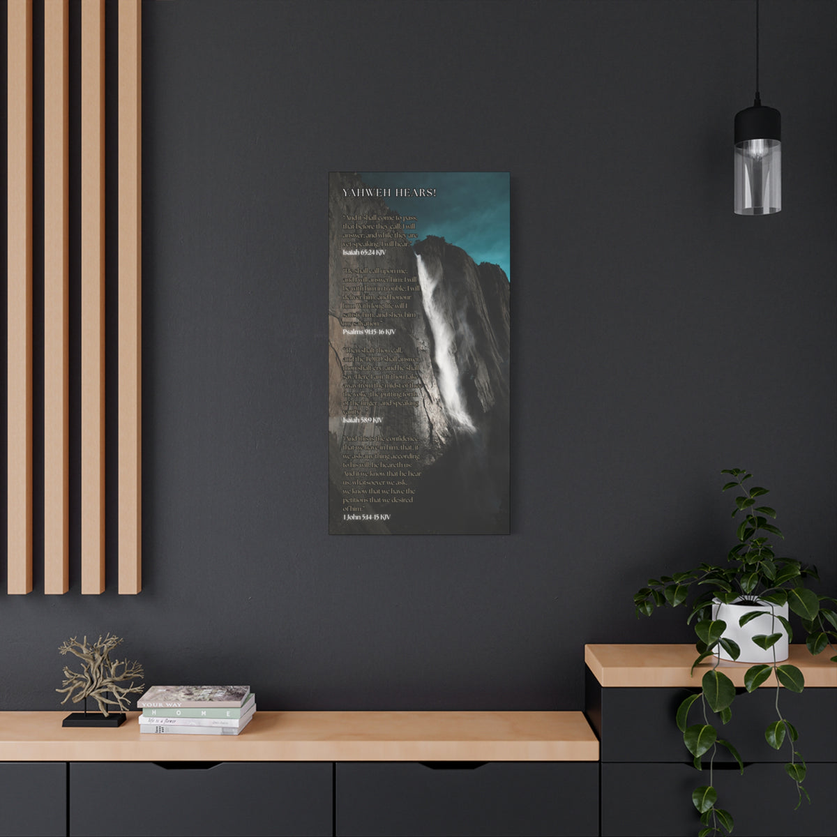 Canvas Wall Art — Waterfall Scripture Verse Matte Stretched Canvas