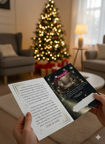 Christ Nativity Christmas Card — "Christ Our Savior Is Born!" Features Luke 2:8-14 (Pack of 1, 10, 30, 50)