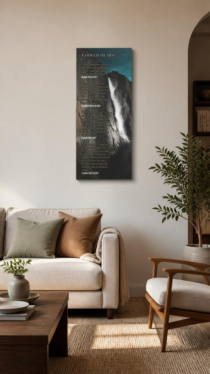 Canvas Wall Art — Waterfall Scripture Verse Matte Stretched Canvas