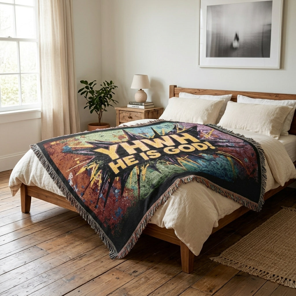 YHWH He Is God Christian Faith Woven Blanket