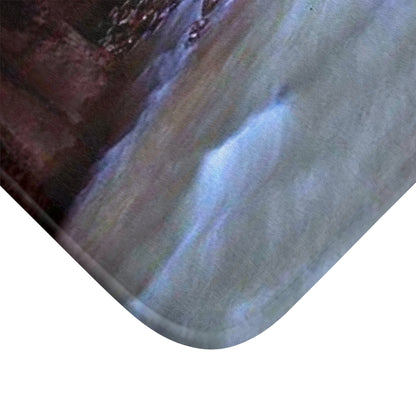 River Canyon Bath Mat — Tranquil Stream and Pebble Scenic Bathroom Rug