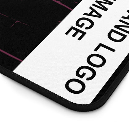 Desk Mat - Minimal Black Mouse Pad with "YOUR BRAND LOGO" with personalized background