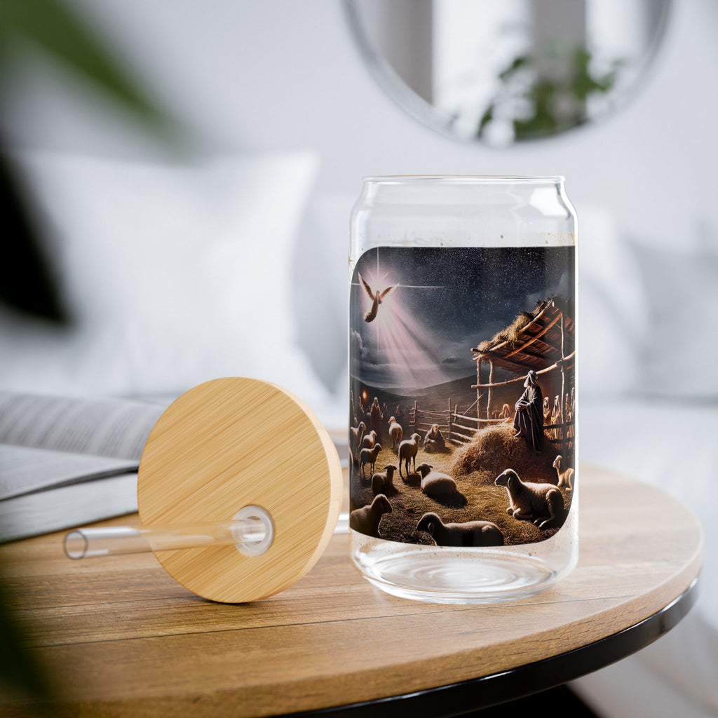 طقم أكواب زجاجية بماصة "شيبردز آند آنجلز" سعة 16 أونصة، 4 قطع، تصميم مربع بحواف ناعمة