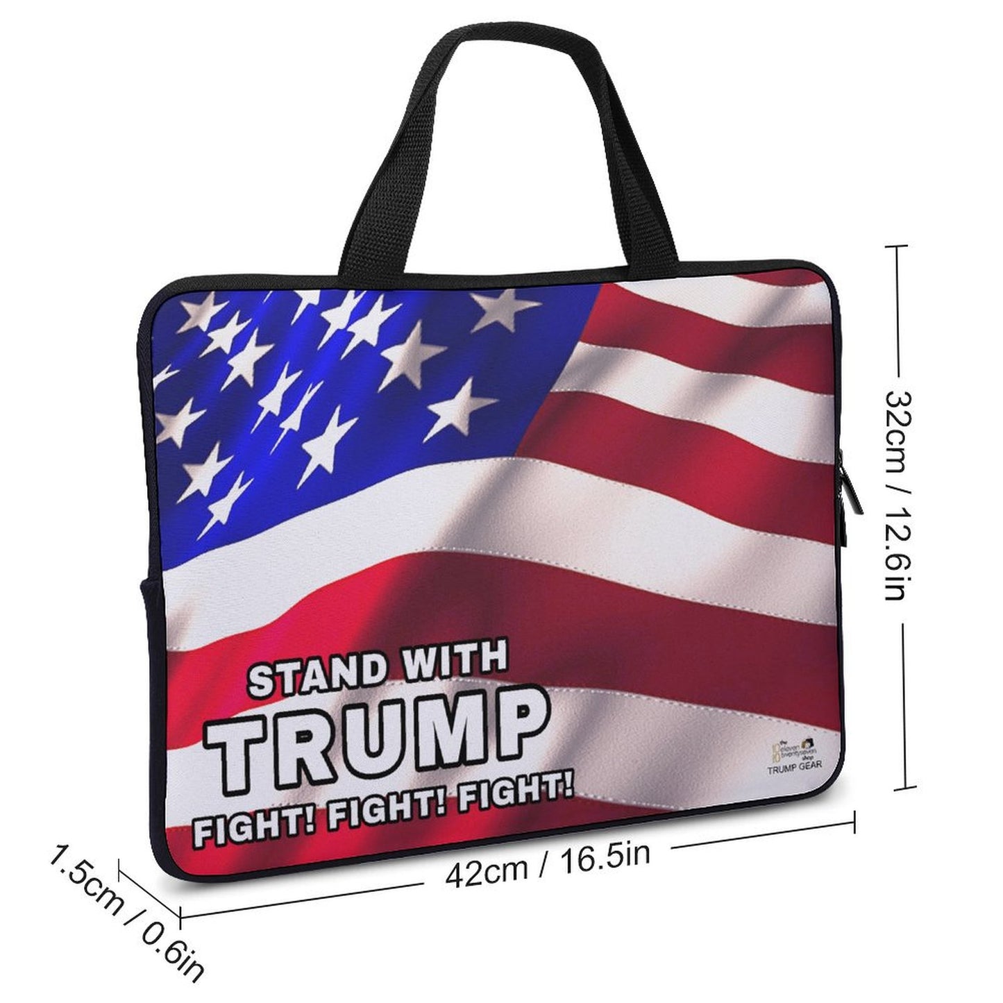 STAND WITH TRUMP FIGHT! FIGHT! FIGHT! AMERICAN FLAG NEOPRENE LAPTOP BAG (Multiple Sizes) ***FREE SHIPPING! ***