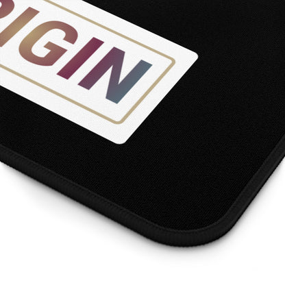 Desk Mat - Minimal Black Mouse Pad with "SOLO ORIGIN" Logo