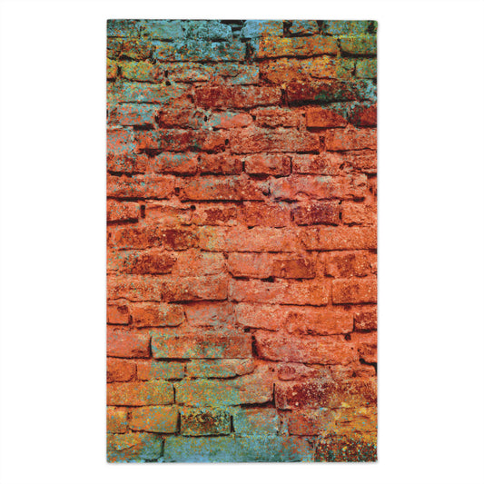 Brick Wall Rally Towel — Rust & Teal Urban Texture 11x18
