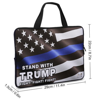 STAND WITH TRUMP FIGHT! FIGHT! FIGHT! LAW ENFORCEMENT FLAG NEOPRENE LAPTOP BAG (Multiple Sizes) ***FREE SHIPPING! ***