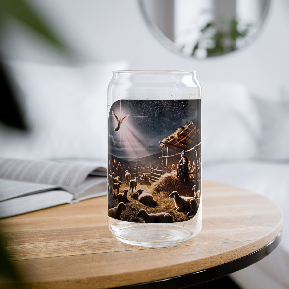 طقم أكواب زجاجية بماصة "شيبردز آند آنجلز" سعة 16 أونصة، 4 قطع، تصميم مربع بحواف ناعمة