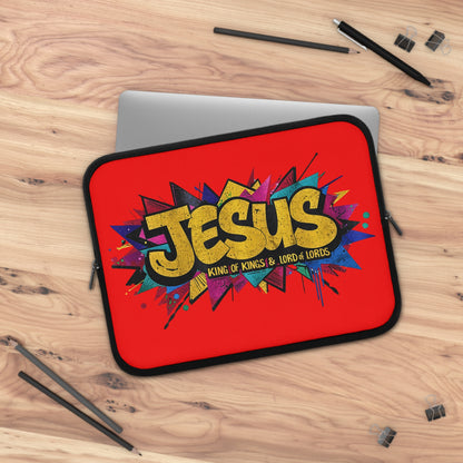 JESUS KING OF KINGS & LORD OF LORDS! Urban Graffiti Laptop & Tablet Sleeve RED