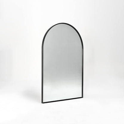 24x36 Inch Arched Bathroom Mirror with Black Metal Frame - Black