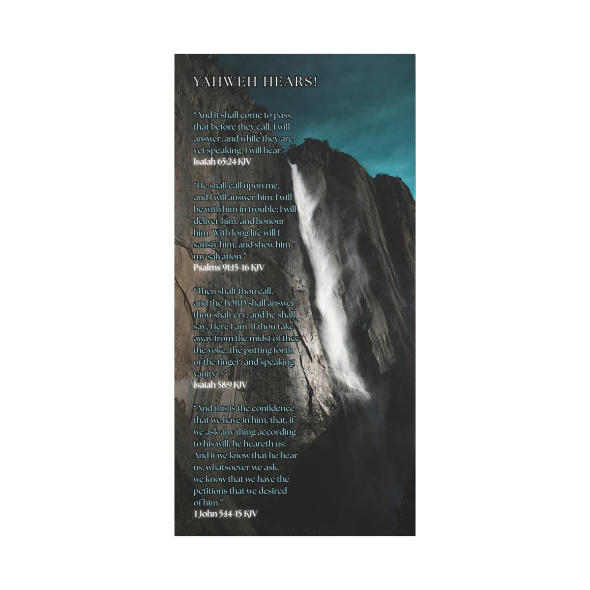 Canvas Wall Art — Waterfall Scripture Verse Matte Stretched Canvas