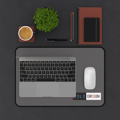 Desk Mat - Minimal Grey Mouse Pad with "SOLO ORIGIN" Logo