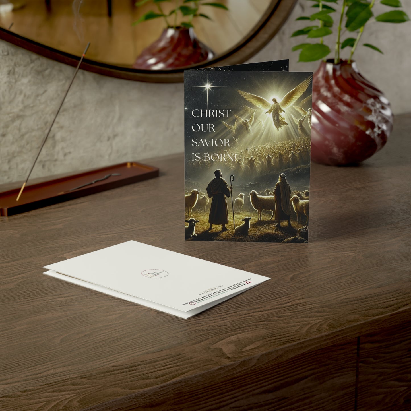 Christ Nativity Christmas Card — "Christ Our Savior Is Born!" Features Luke 2:8-14 (Pack of 1, 10, 30, 50)