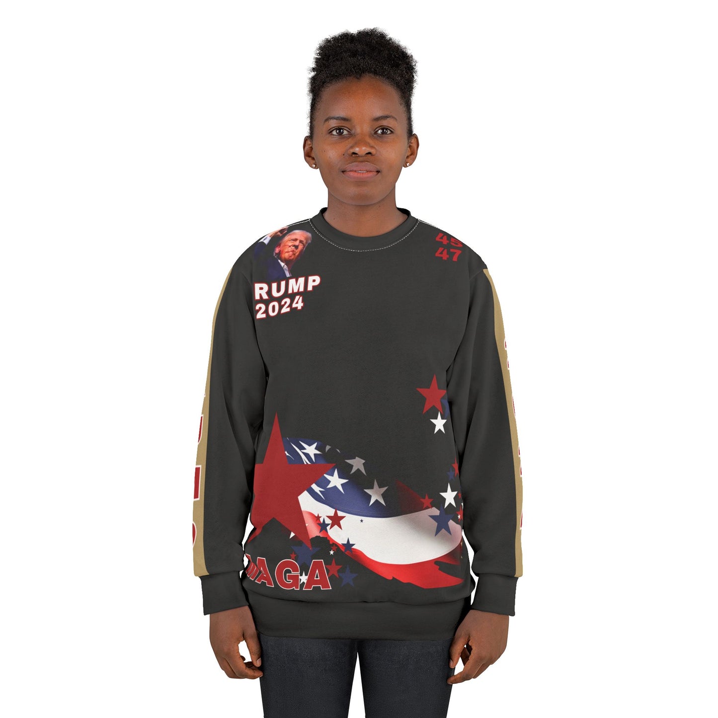 TRUMP 2024 UNISEX SWEATSHIRT - 'NOTHING WILL SLOW ME DOWN I WILL NEVER SURRENDER', "AND LOOK WHAT HAPPENED, IS IT CRAZY?!"FIGHT! FIGHT! FIGHT!