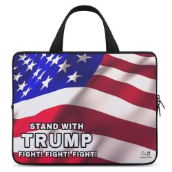 STAND WITH TRUMP FIGHT! FIGHT! FIGHT! AMERICAN FLAG NEOPRENE LAPTOP BAG (Multiple Sizes) ***FREE SHIPPING! ***