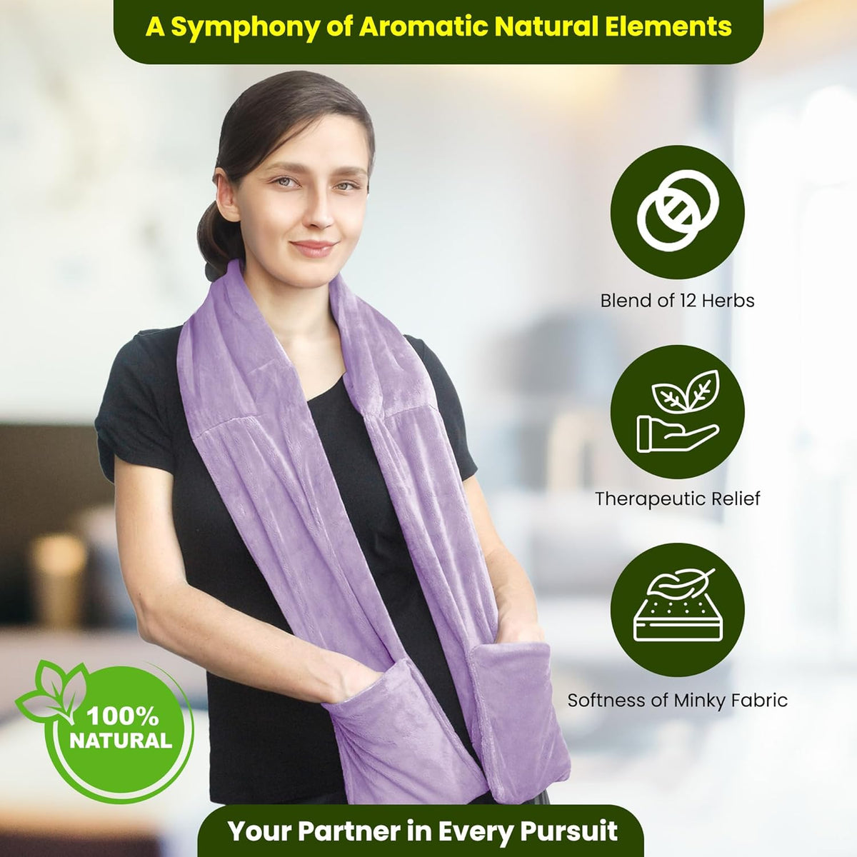 Warming Scarf for Soothing Hot/Cold Aromatherapy, Winter Warm Scarves with Pocket