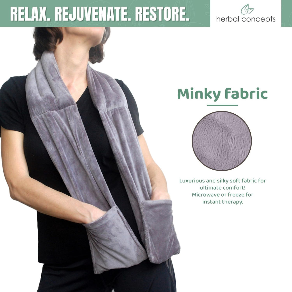 Warming Scarf for Soothing Hot/Cold Aromatherapy, Winter Warm Scarves with Pocket