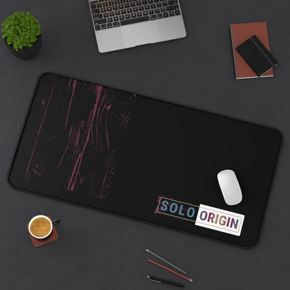 Desk Mat - Minimal Black Mouse Pad with "SOLO ORIGIN" Logo