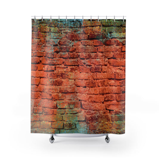 Brick Wall Shower Curtain — Rustic Red Vintage Urban Bath Decor