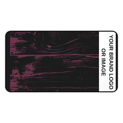 Desk Mat - Minimal Black Mouse Pad with "YOUR BRAND LOGO" with personalized background