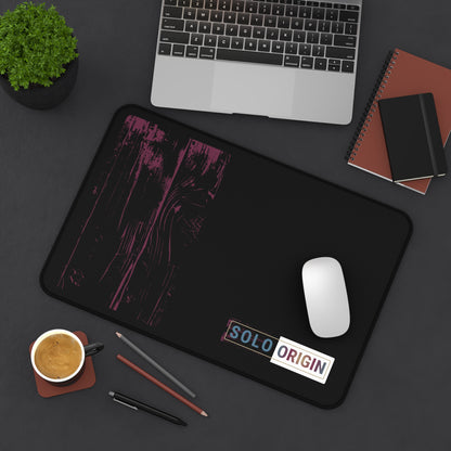 Desk Mat - Minimal Black Mouse Pad with "SOLO ORIGIN" Logo
