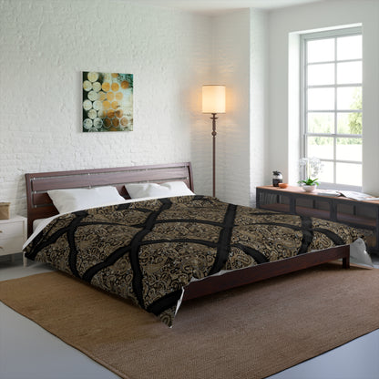 Vintage Damask Lattice Comforter – Brown Ornate Pattern Bedspread