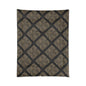 Vintage Damask Lattice Comforter – Brown Ornate Pattern Bedspread