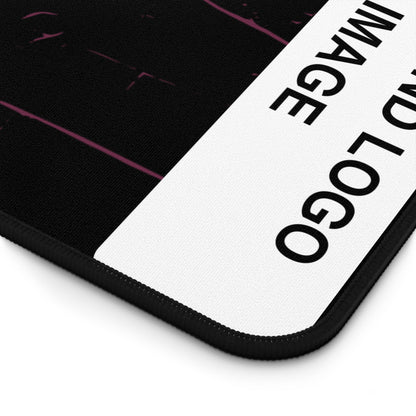 Desk Mat - Minimal Black Mouse Pad with "YOUR BRAND LOGO" with personalized background