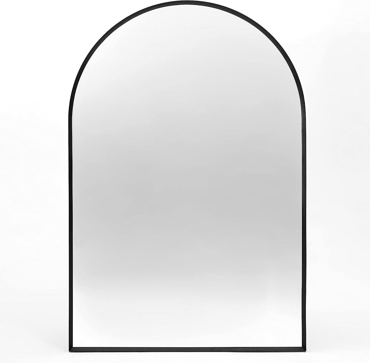 24x36 Inch Arched Bathroom Mirror with Black Metal Frame - Black