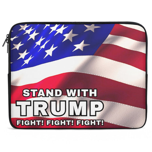 STAND WITH TRUMP FIGHT! FIGHT! FIGHT! AMERICAN FLAG NEOPRENE LAPTOP SLEEVE (Multiple Sizes) *** FREE SHIPPING! ***