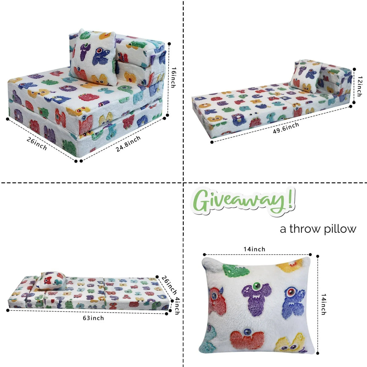 Convertible Kids Foldable Floor Mattress