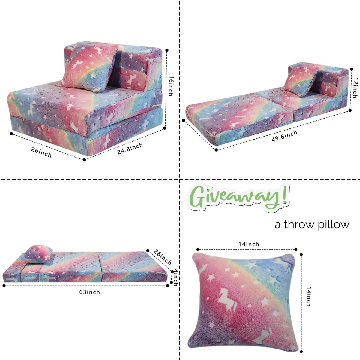 Convertible Kids Foldable Floor Mattress